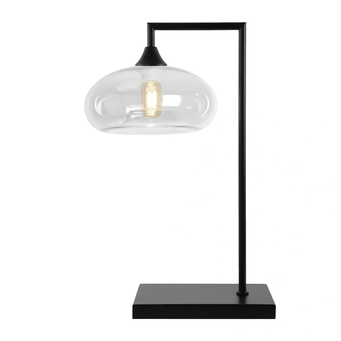 Murano Large Black Table Lamp with Mushroom Glass Shade