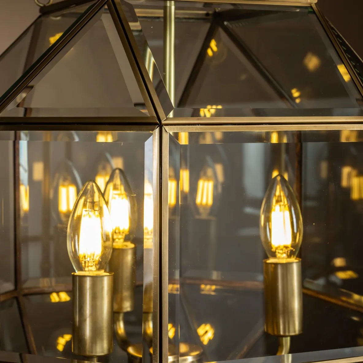 Venice Brass Square and Triangle Lantern