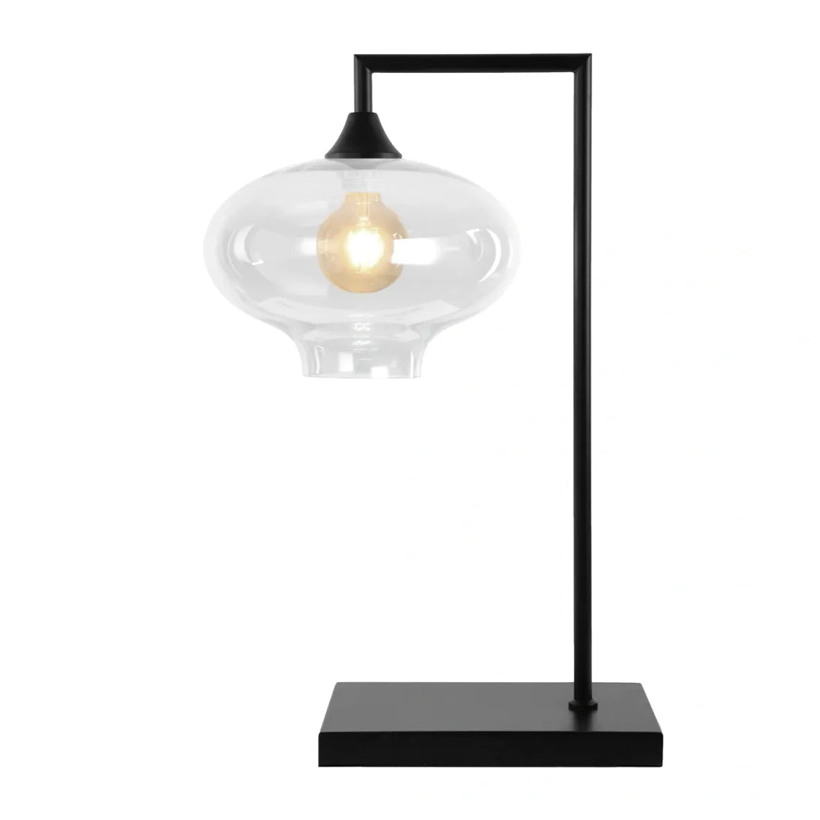 Murano Large Black Table Lamp with Teardrop Glass Shade