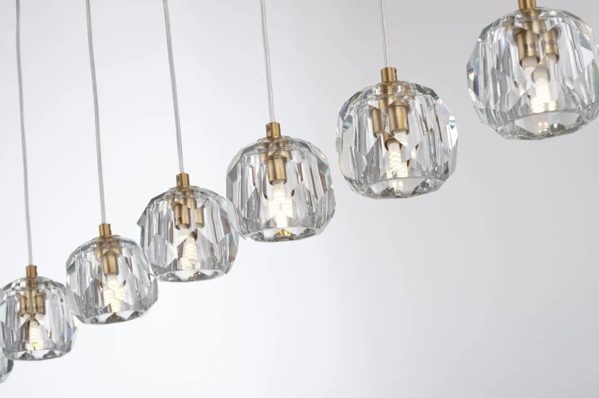 Burano Faceted Crystal 5 Light Bar Pendant Satin Brass/Gold