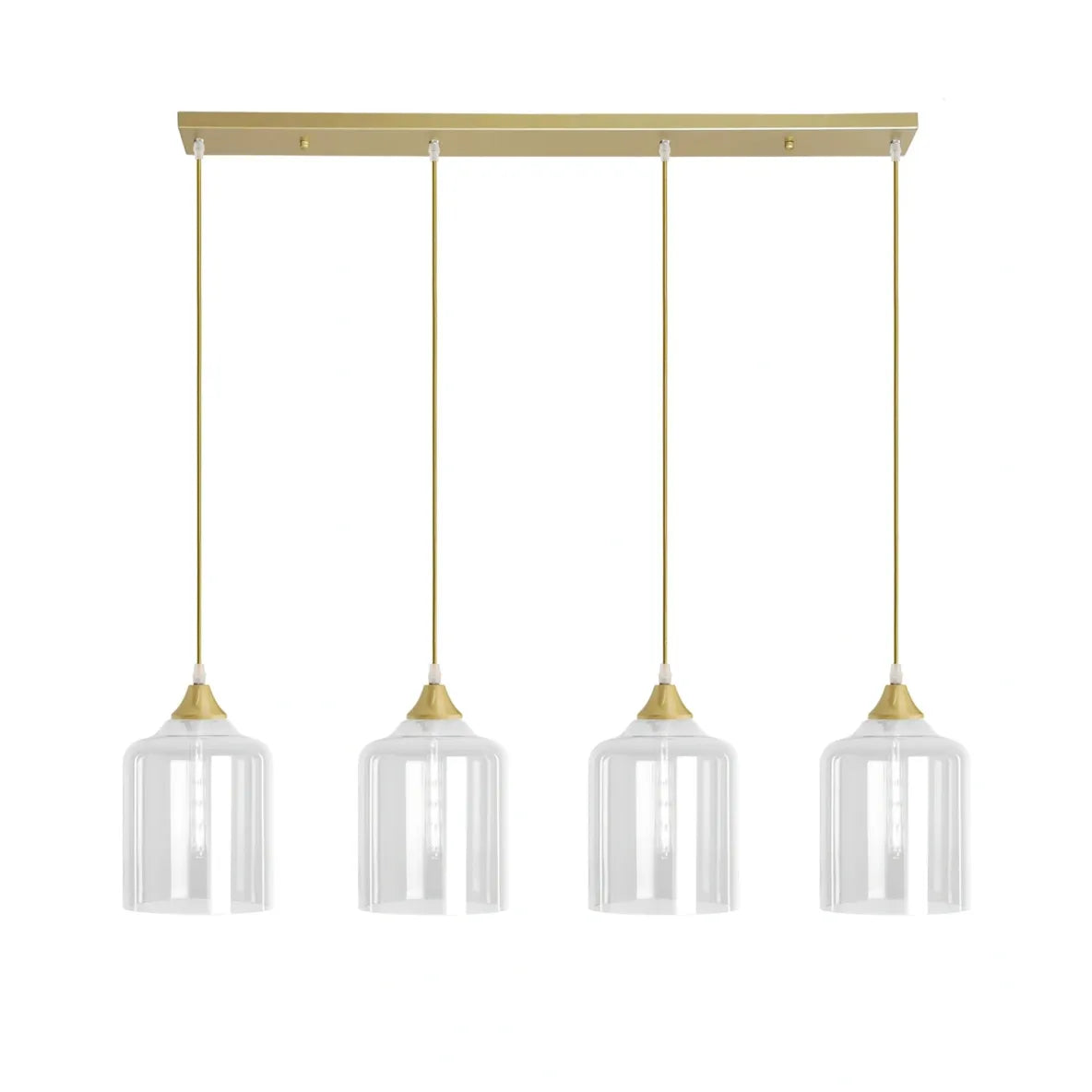 Murano 4 Light Gold Bar With Large Cylinder Glass shades