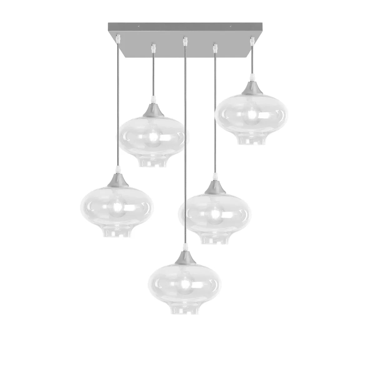 Murano 5 Light Silver Pendant Teardrop Shades