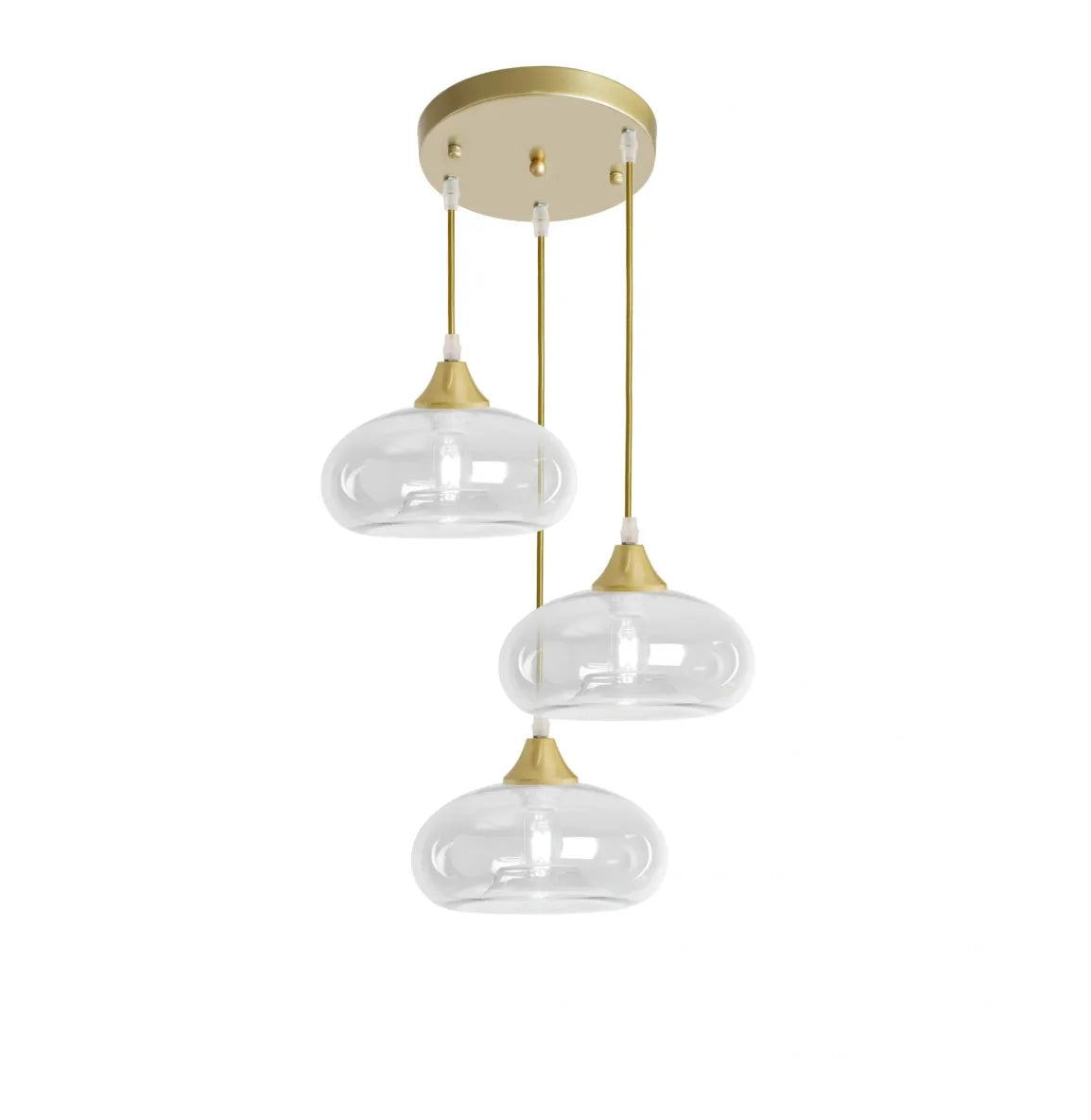 Murano 3 Light Pendant With Mushroom Glass Shades