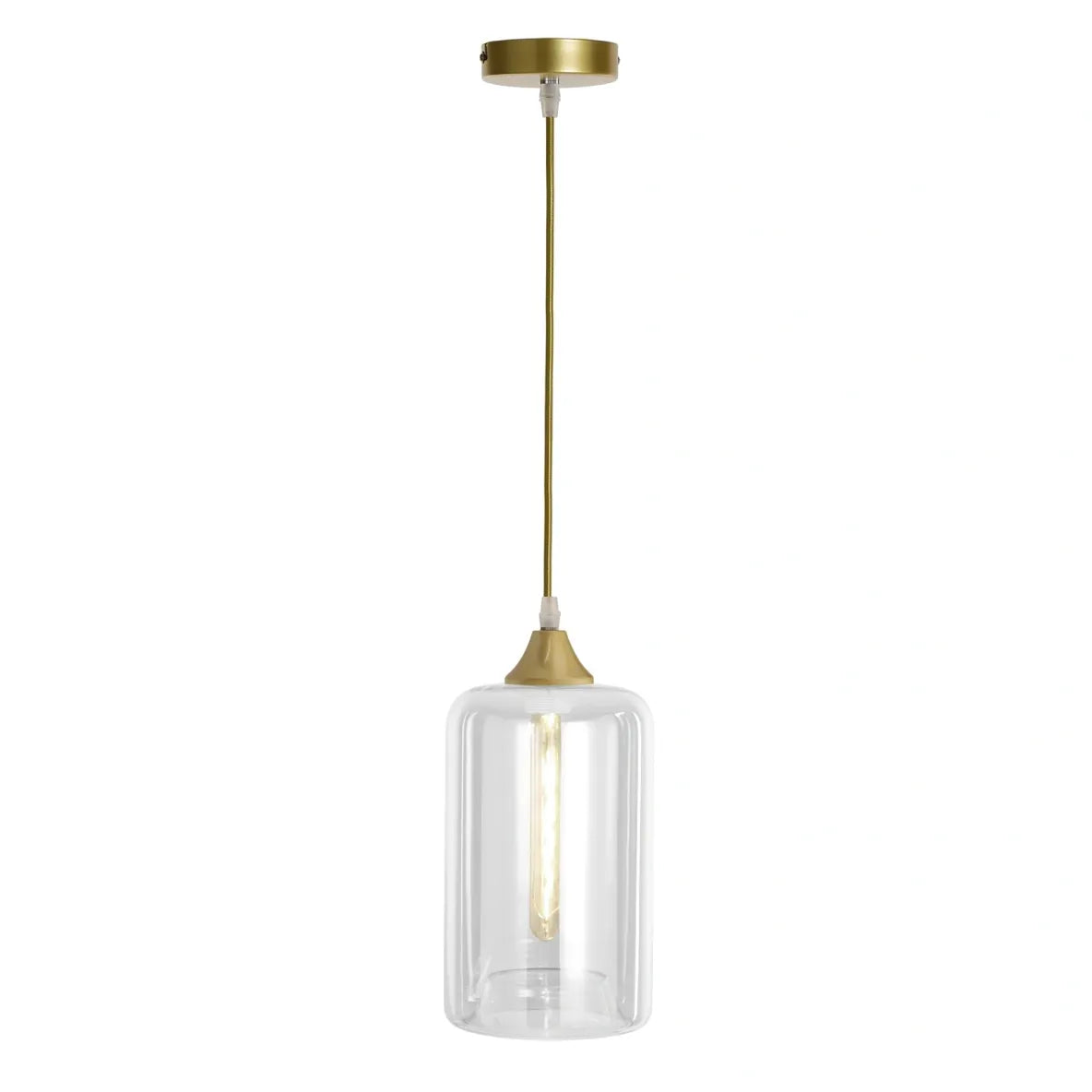 Murano 1 Light Pendant Slim Cylinder Gold