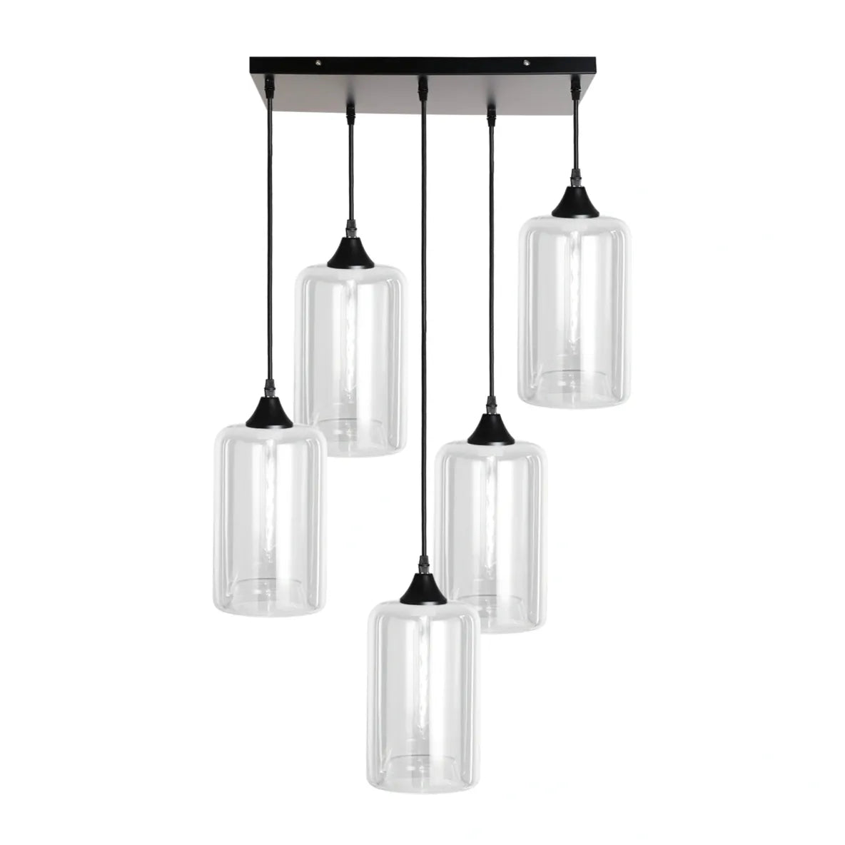 Murano 5 Light Pendant Slim Cylinder Shades