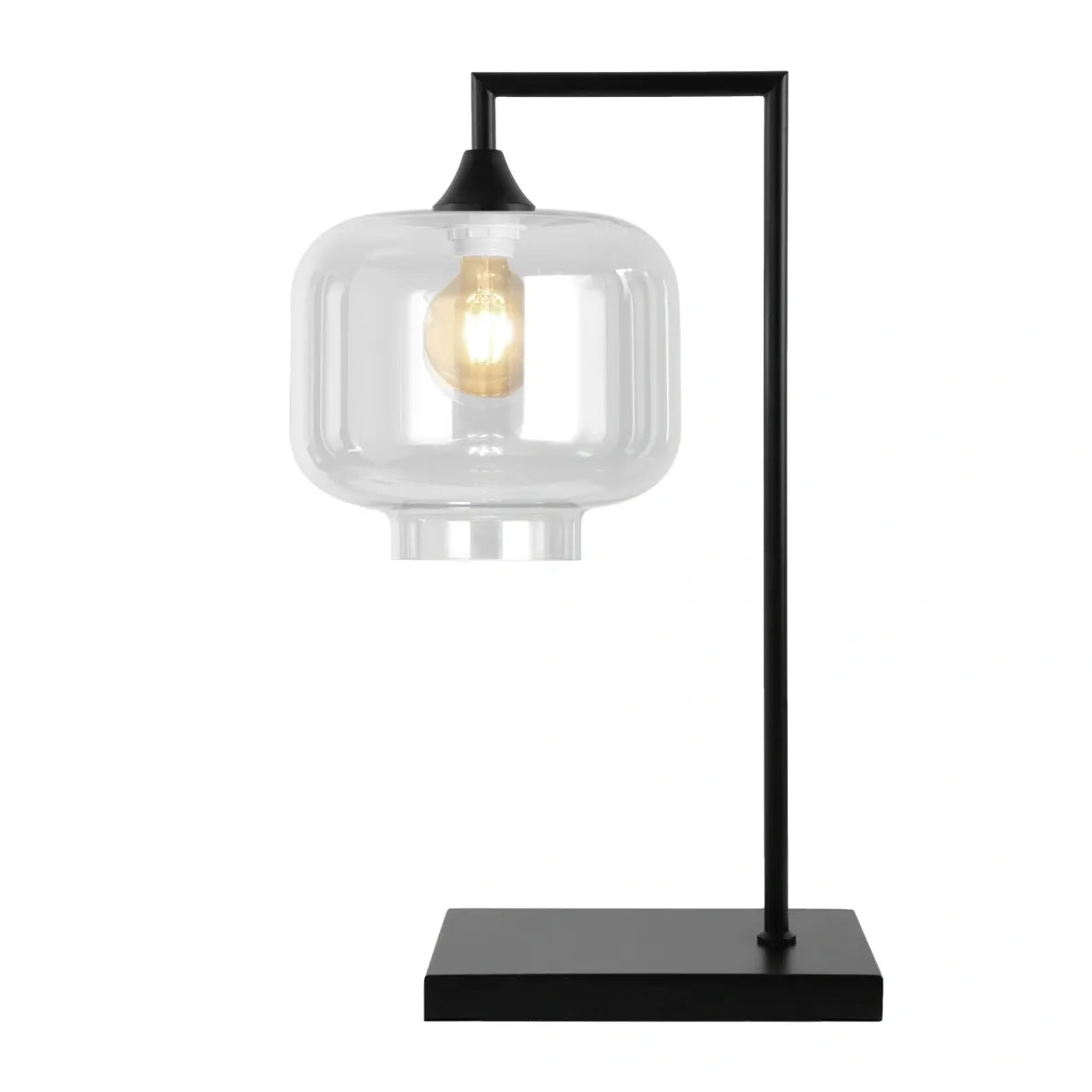Murano Large Black Table Lamp with Round Glass Shade