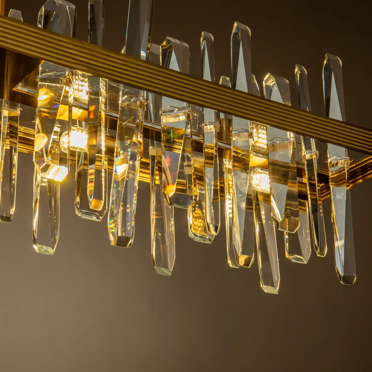 Burano Long Bar Faceted Crystal pendant Brass/Gold