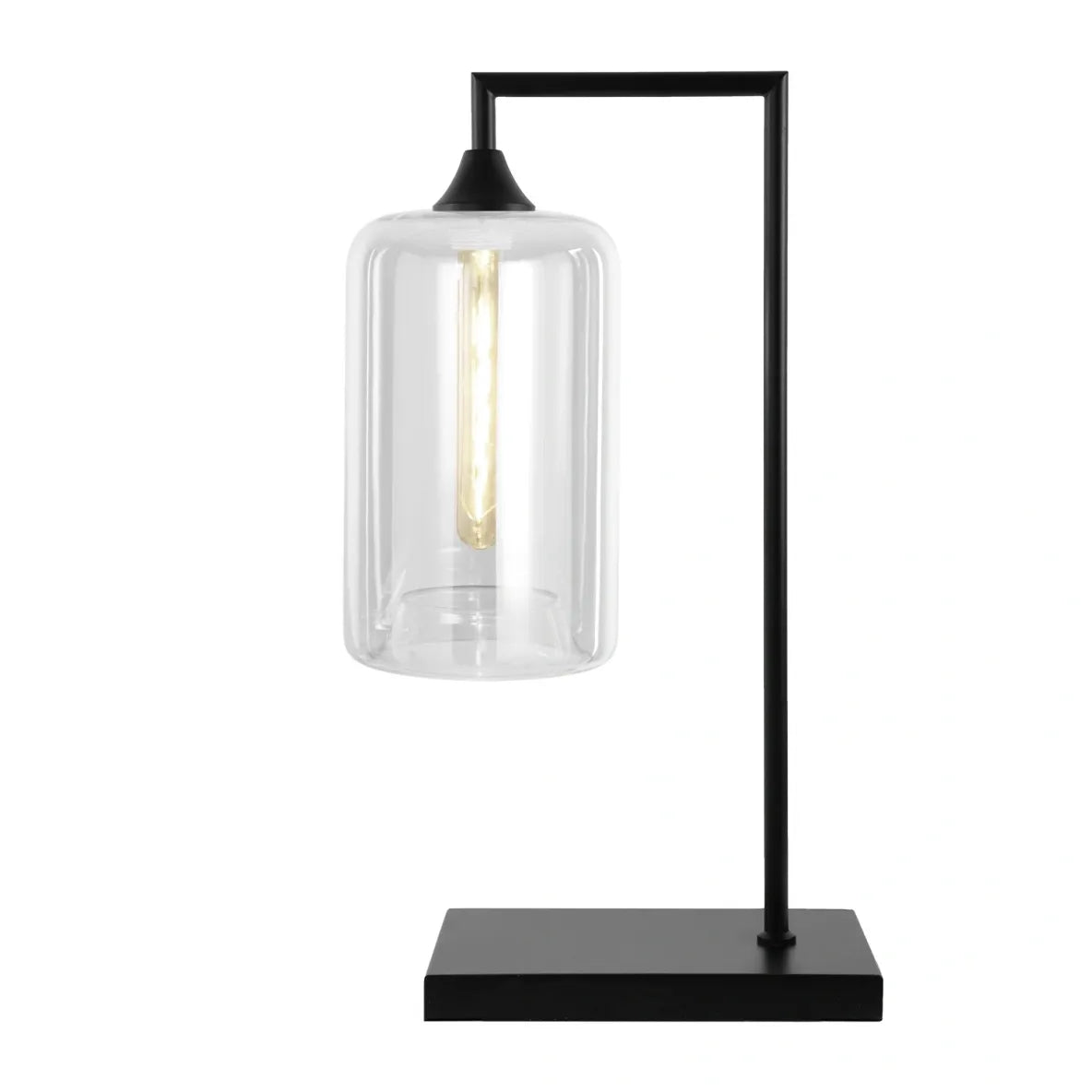 Murano Large Black Table Lamp with Slim Cylinder Glass Shade