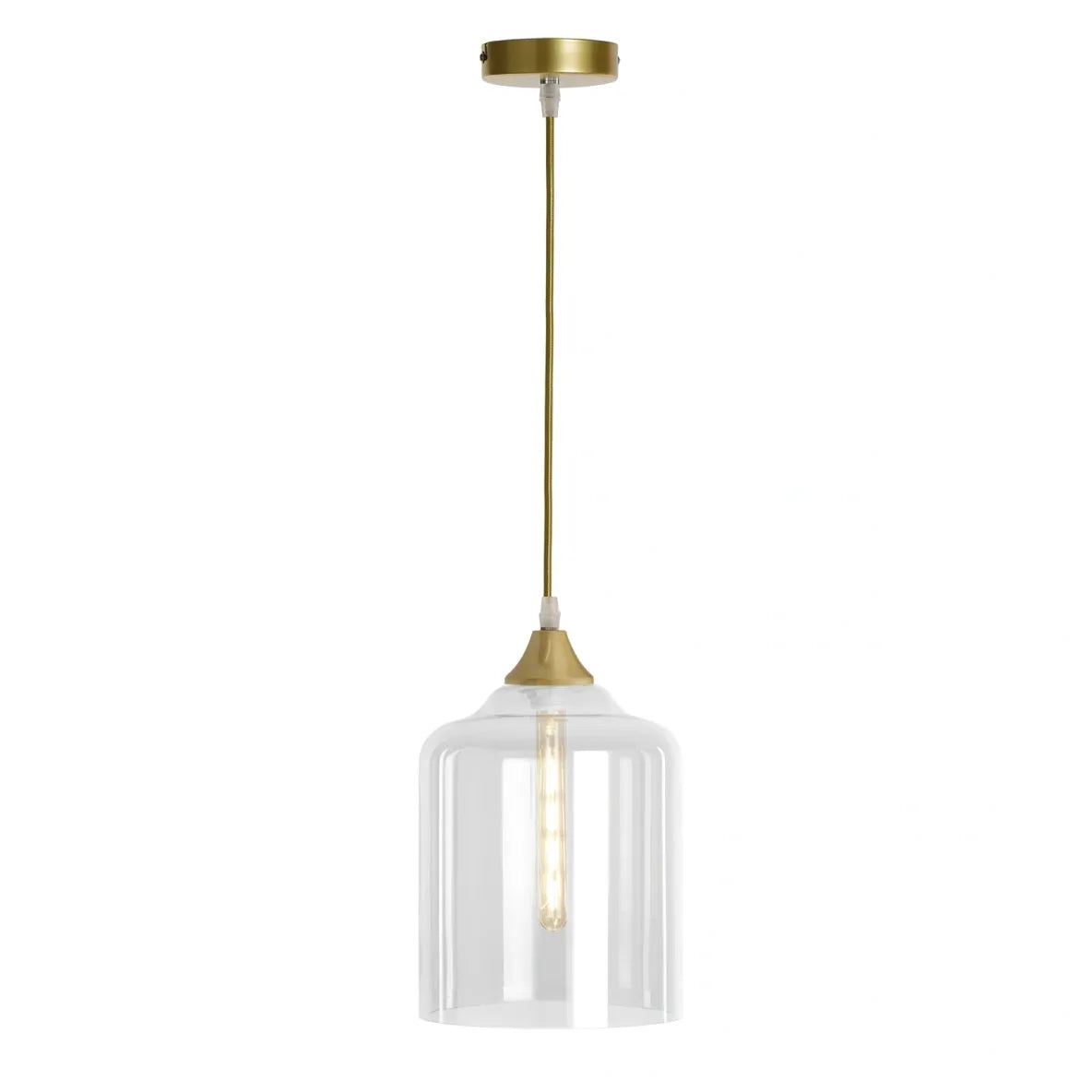 Murano 1 Light Pendant Large Cylinder Gold