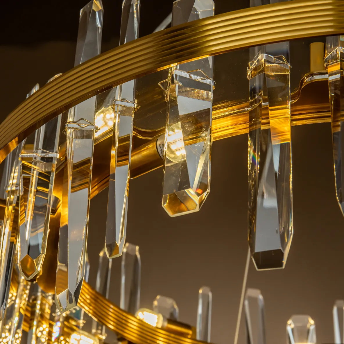 Burano Round Faceted Crystal pendant Brass