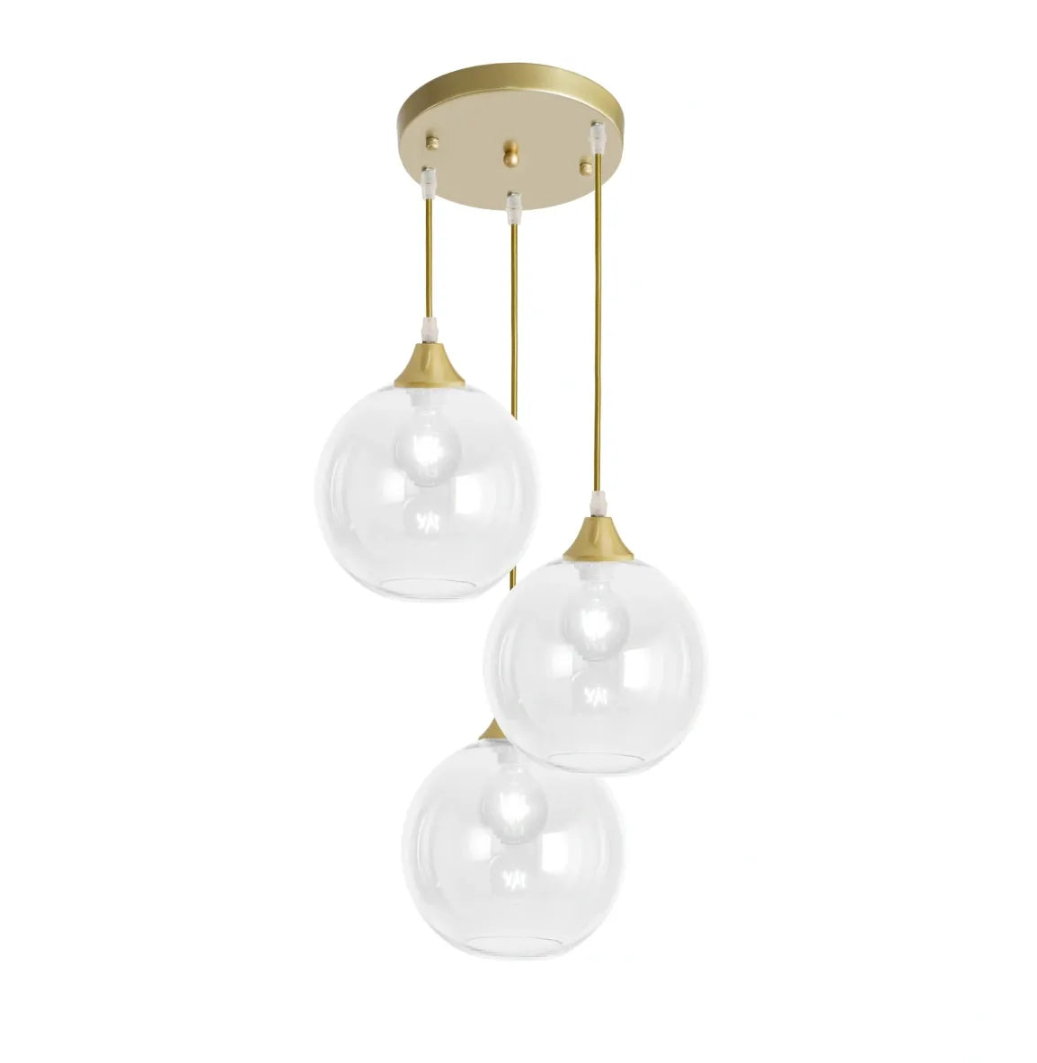 Murano 3 Light Gold Pendant With Globe Glass Shades