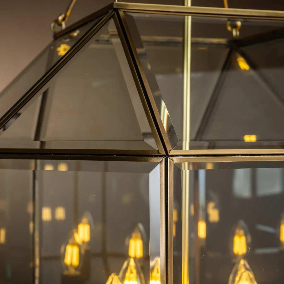 Venice Brass Square and Triangle Lantern Large