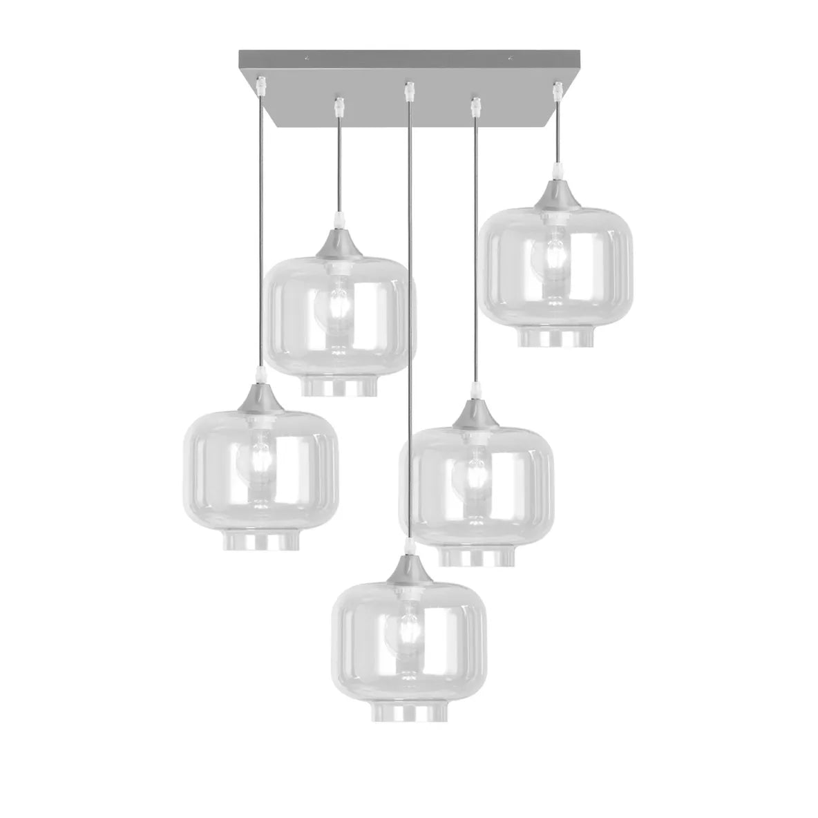 Murano 5 Light Silver Pendant Round Shades