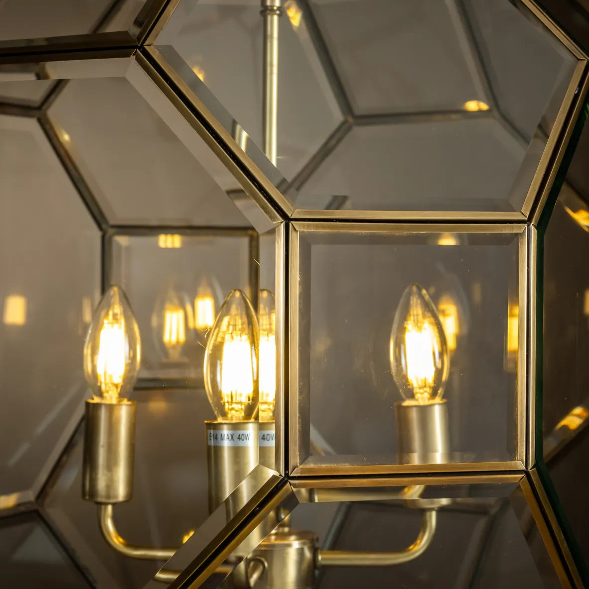 Venice Brass Hexagonal Lantern Large