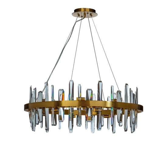 Burano Round Faceted Crystal pendant Brass