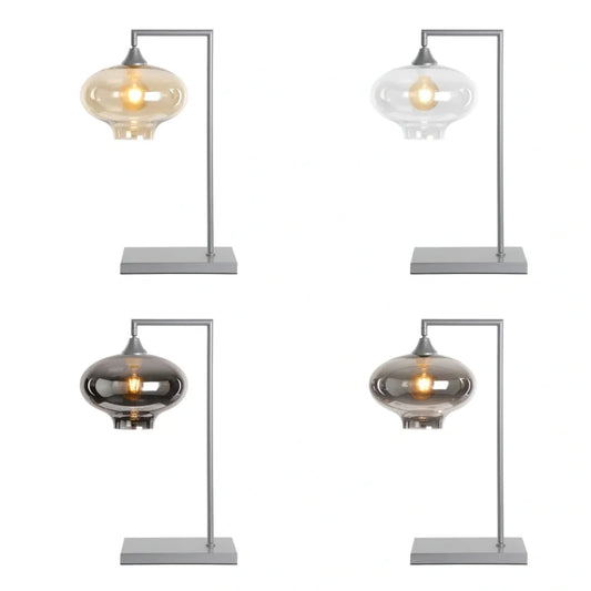 Murano Silver Table Lamp with Teardrop Glass Shade