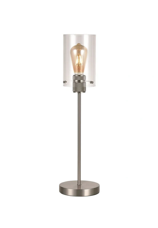 Slim Nickel Table lamp with Clear Glass Shade