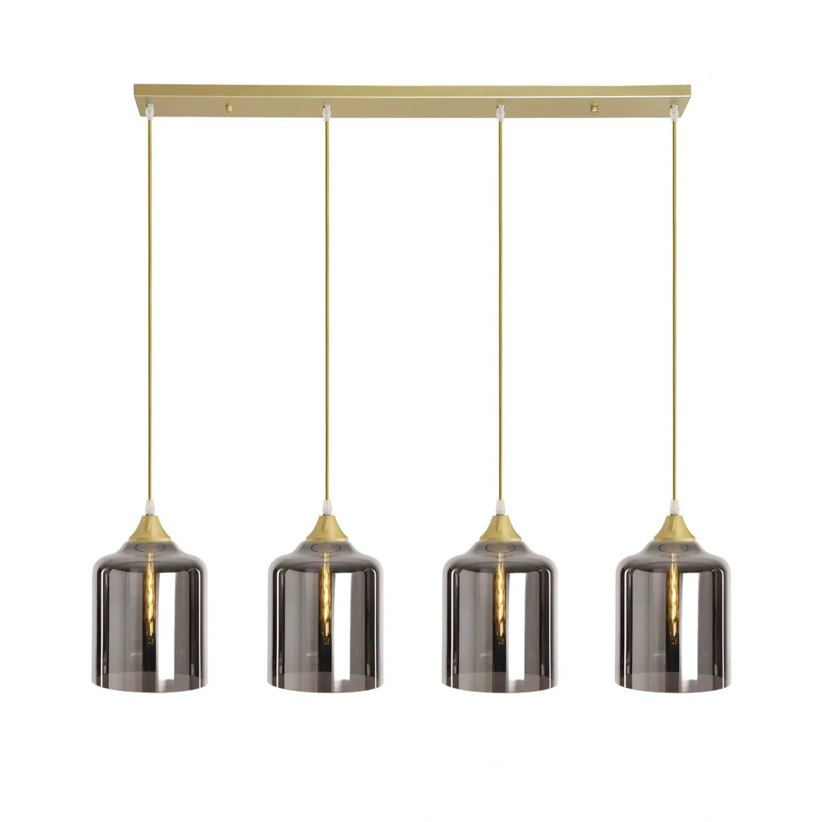 Murano 4 Light Gold Bar With Large Cylinder Glass shades