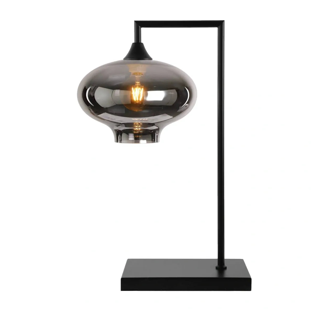 Murano Large Black Table Lamp with Teardrop Glass Shade