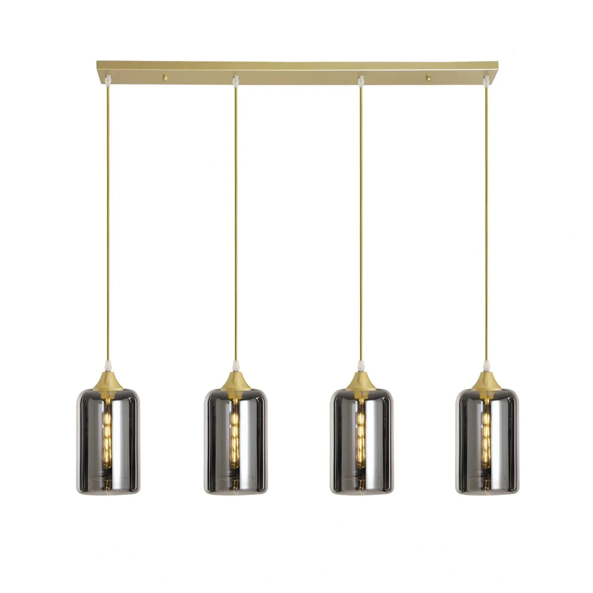Murano 4 Light Bar Slim Cylinder Amber Glass shades
