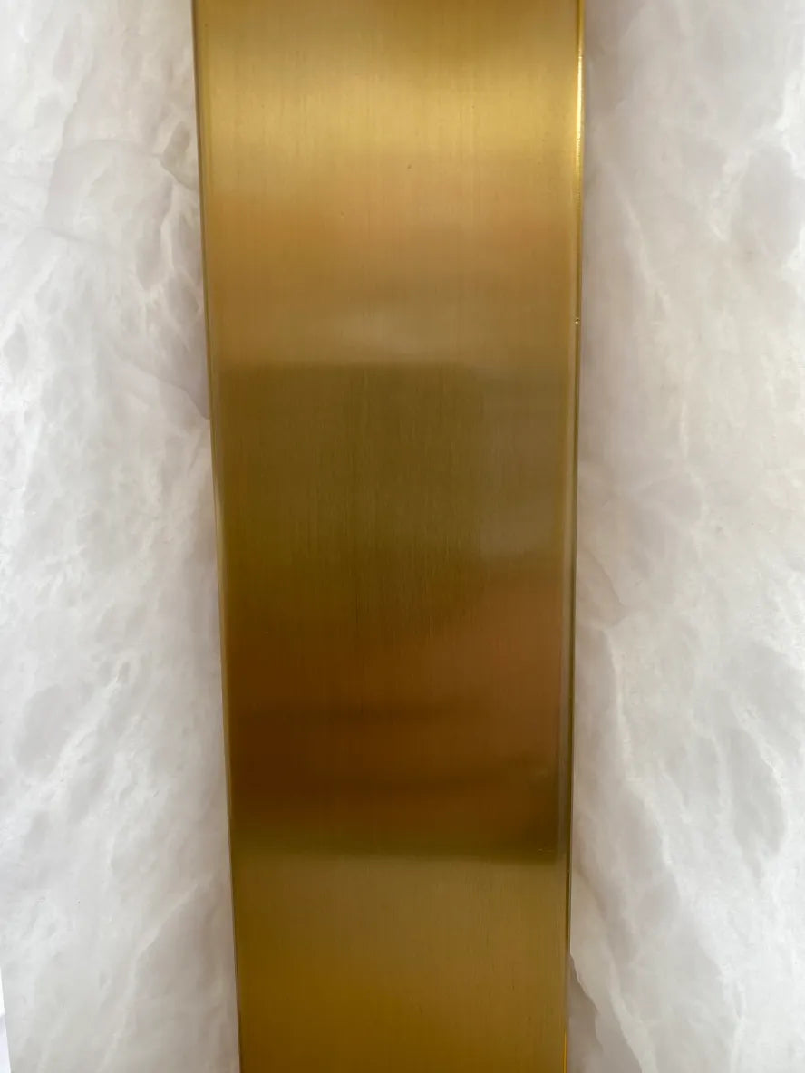 Large Alabaster and Brass table Lamp with Tapered Shade
