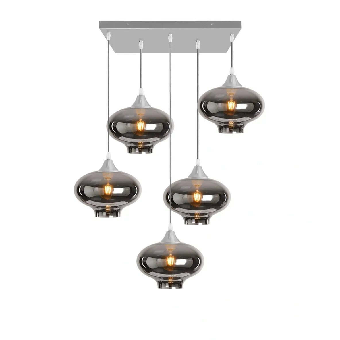 Murano 5 Light Silver Pendant Teardrop Shades
