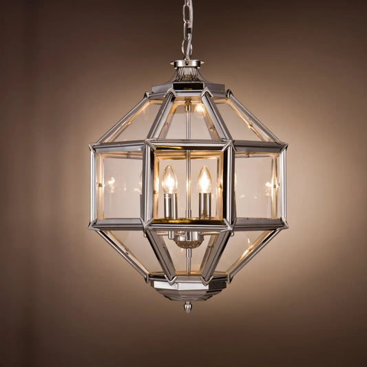 Venice Polished Nickel 4 light Pendant Clear Glass