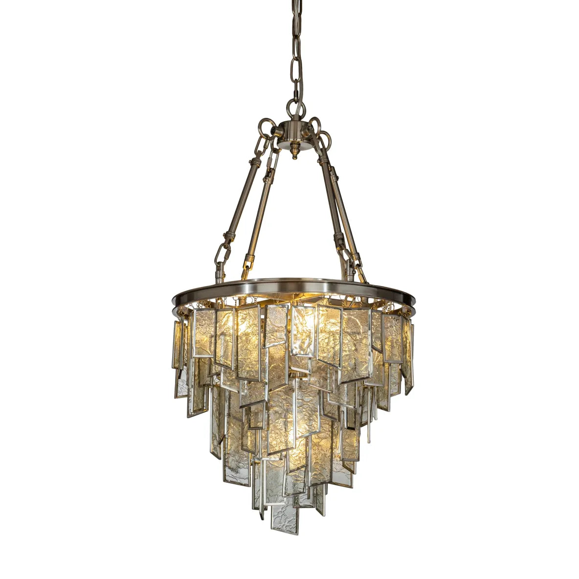 Burano Tiered Textured Glass Pendant Nickel
