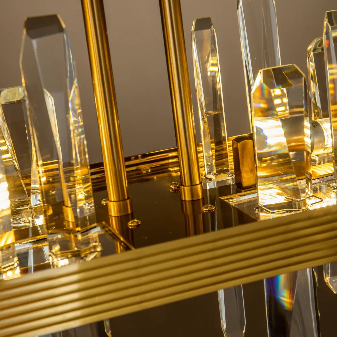 Burano Long Bar Faceted Crystal pendant Brass/Gold