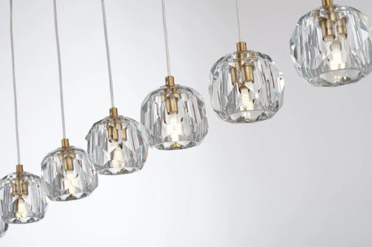Burano Faceted Crystal 7 Light Bar Pendant Satin Brass/Gold