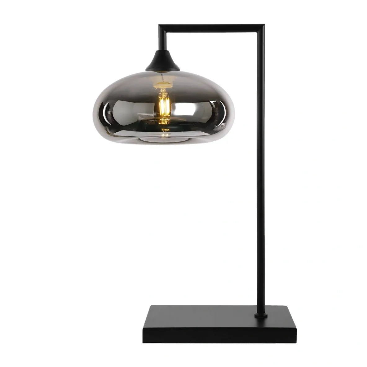 Murano Large Black Table Lamp with Mushroom Glass Shade