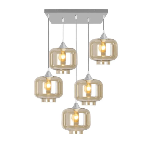 Murano 5 Light Silver Pendant Round Shades