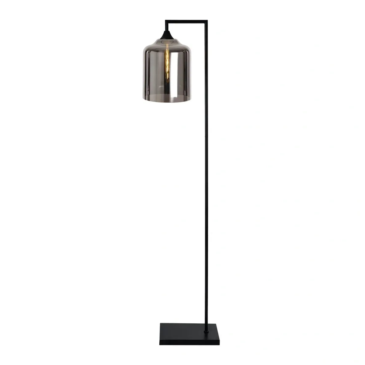 Murano Black Floor Lamp with Large Cylinder Glass Shade
