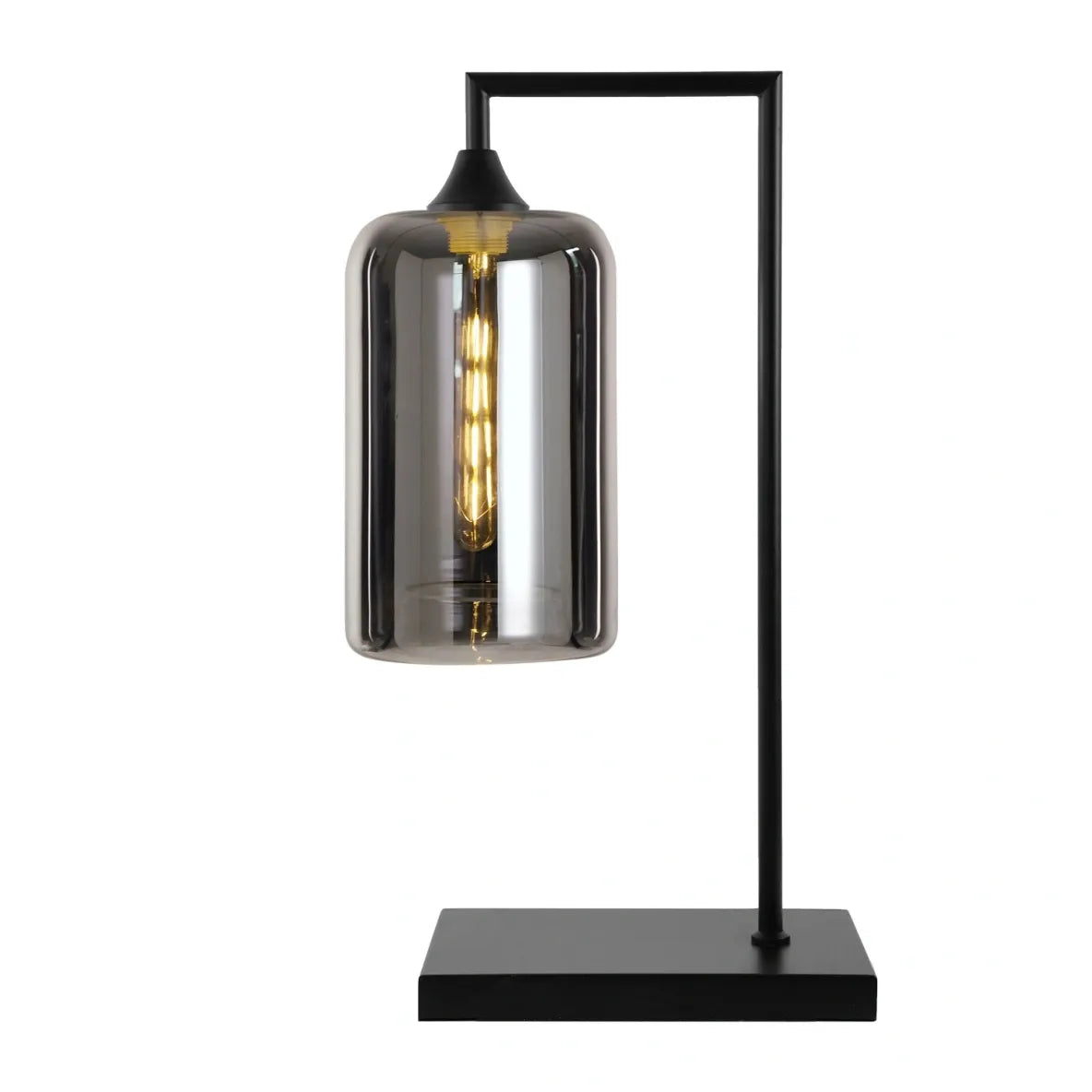 Murano Large Black Table Lamp with Slim Cylinder Glass Shade