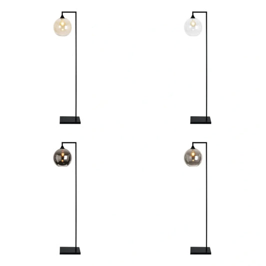 Murano Black Floor Lamp with Globe Glass Shade