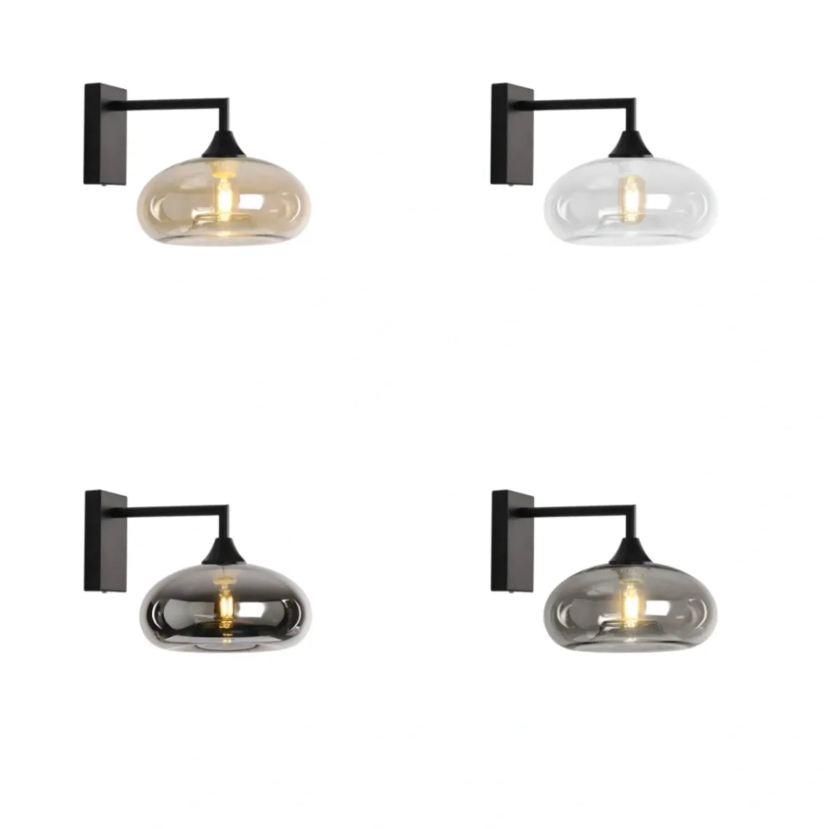 Murano Black Wall Light with Mushroom glass