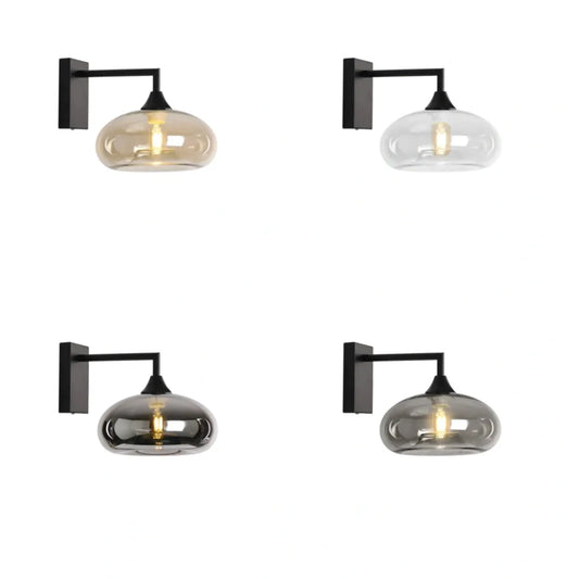 Murano Black Wall Light with Mushroom glass