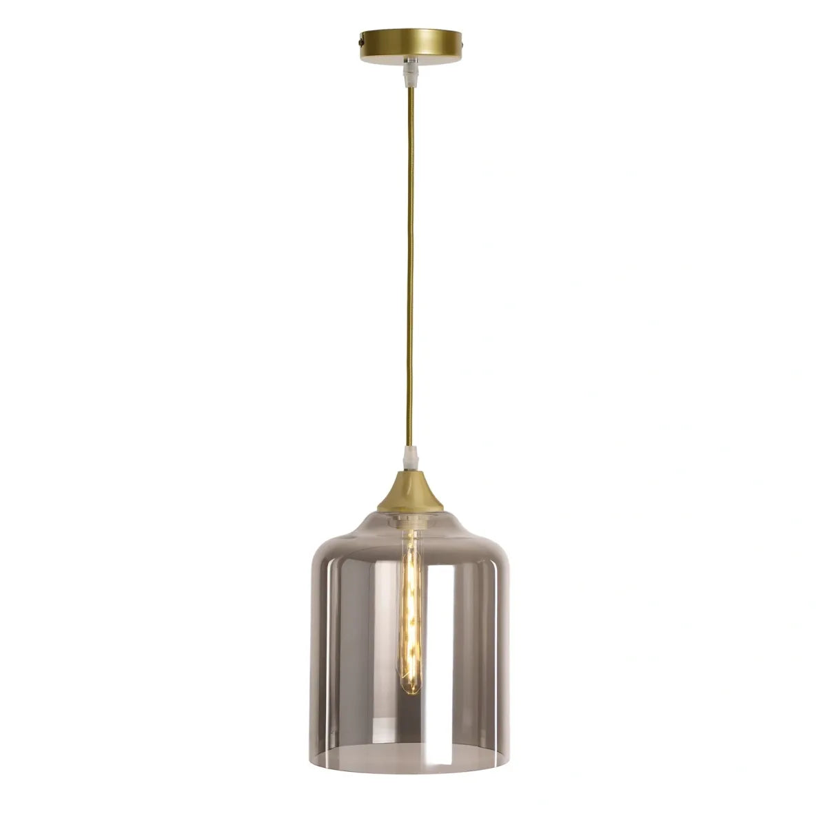 Murano 1 Light Pendant Large Cylinder Gold