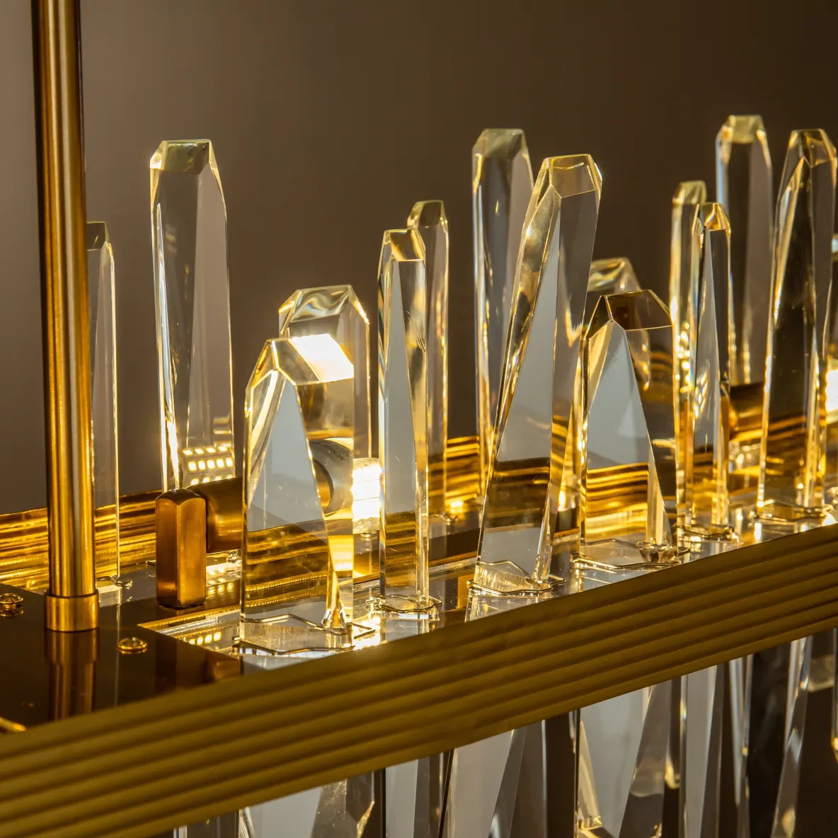 Burano Long Bar Faceted Crystal pendant Brass/Gold