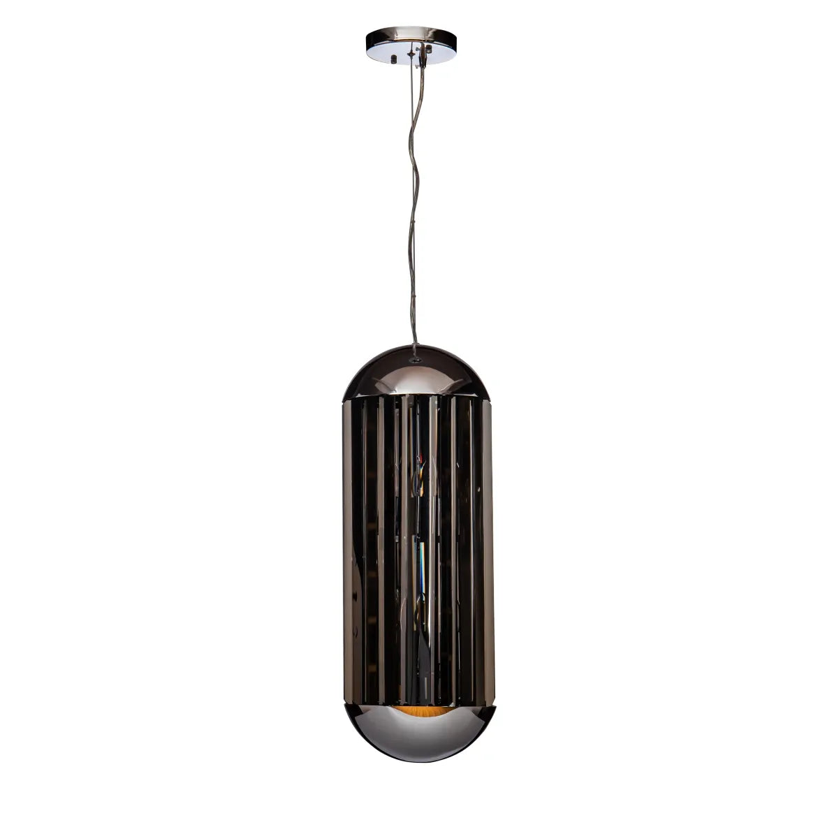 Burano Smoke Crystal Bullet Pendant Chrome Large