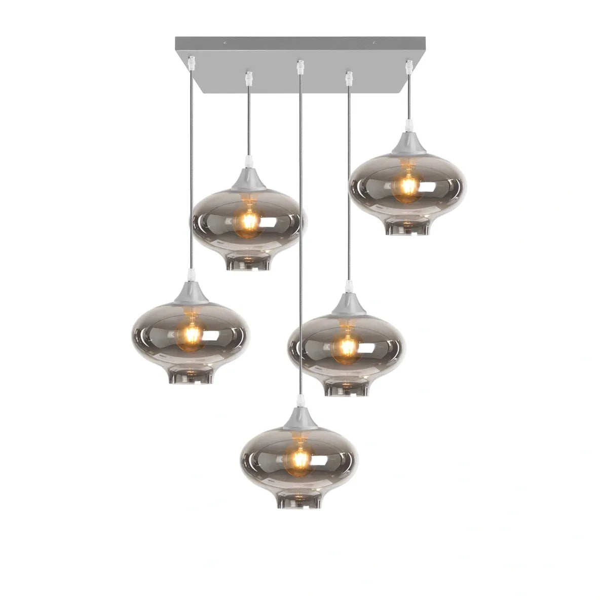 Murano 5 Light Silver Pendant Teardrop Shades