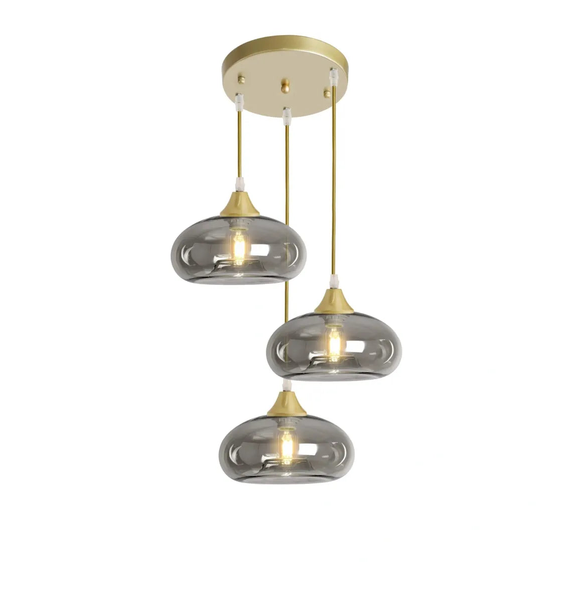 Murano 3 Light Pendant With Mushroom Glass Shades