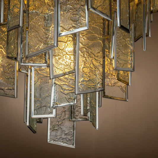 Burano Tiered Textured Glass Pendant Nickel