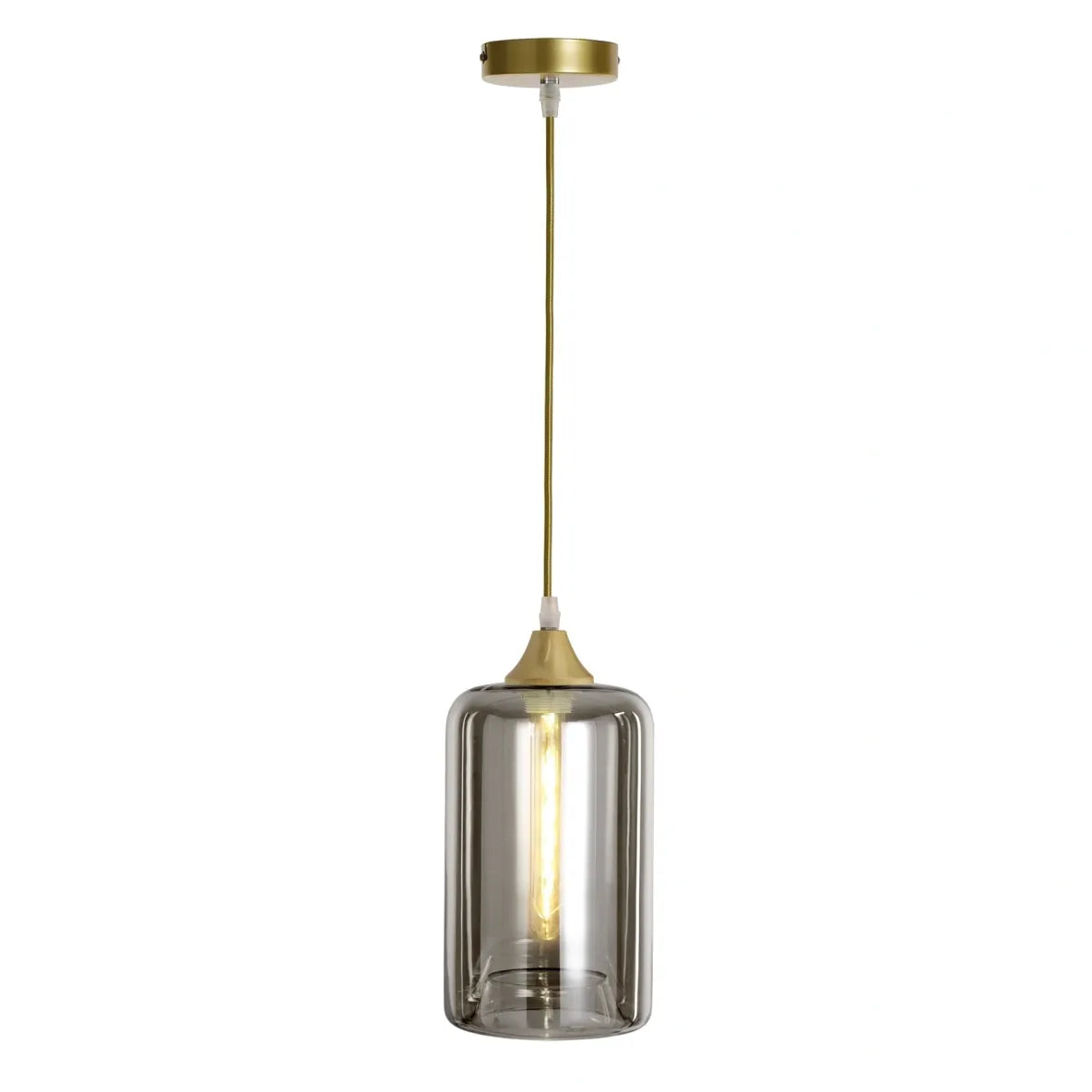 Murano 1 Light Pendant Slim Cylinder Gold