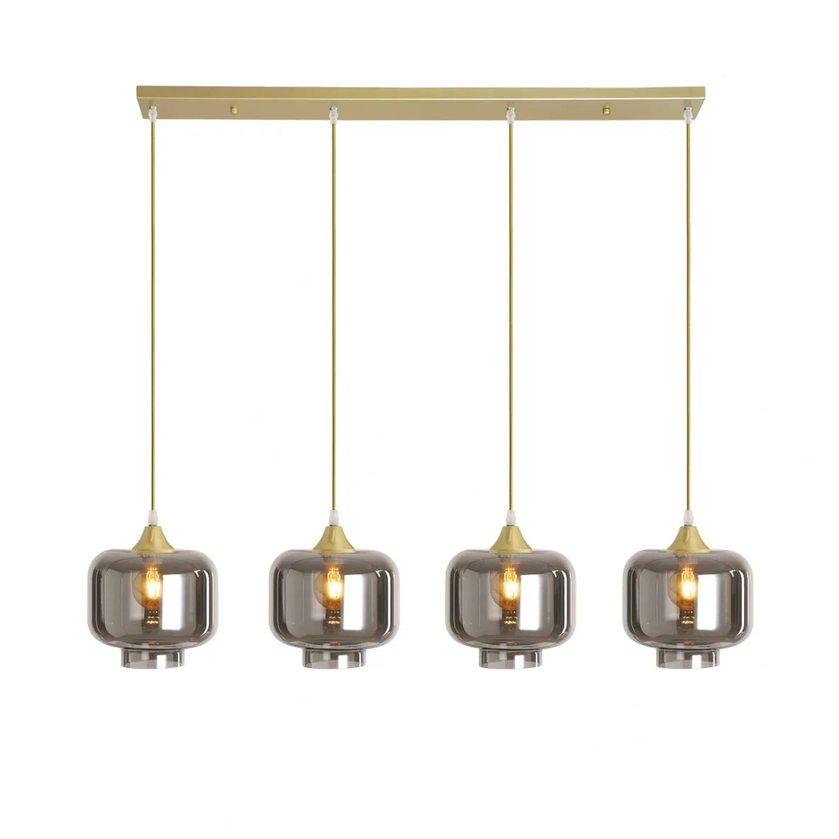 Murano 4 Light Gold Bar with 4 Round Glass shades