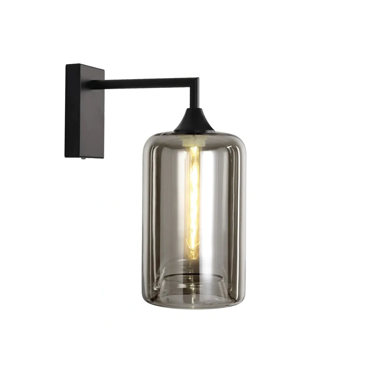 Murano Black Wall Light with Slim Cylinder glass