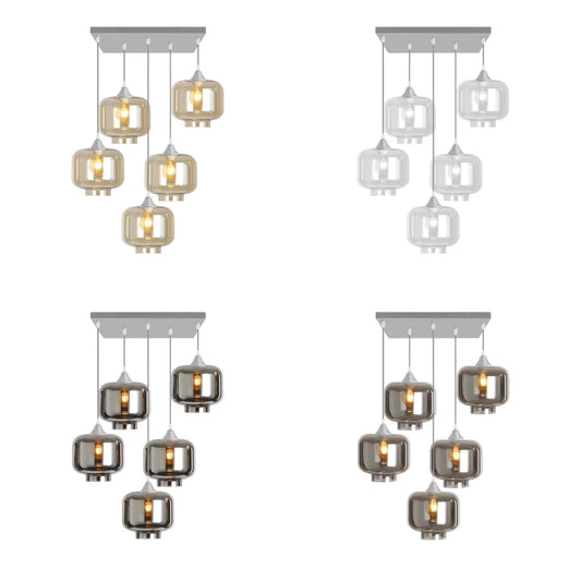 Murano 5 Light Silver Pendant Round Shades