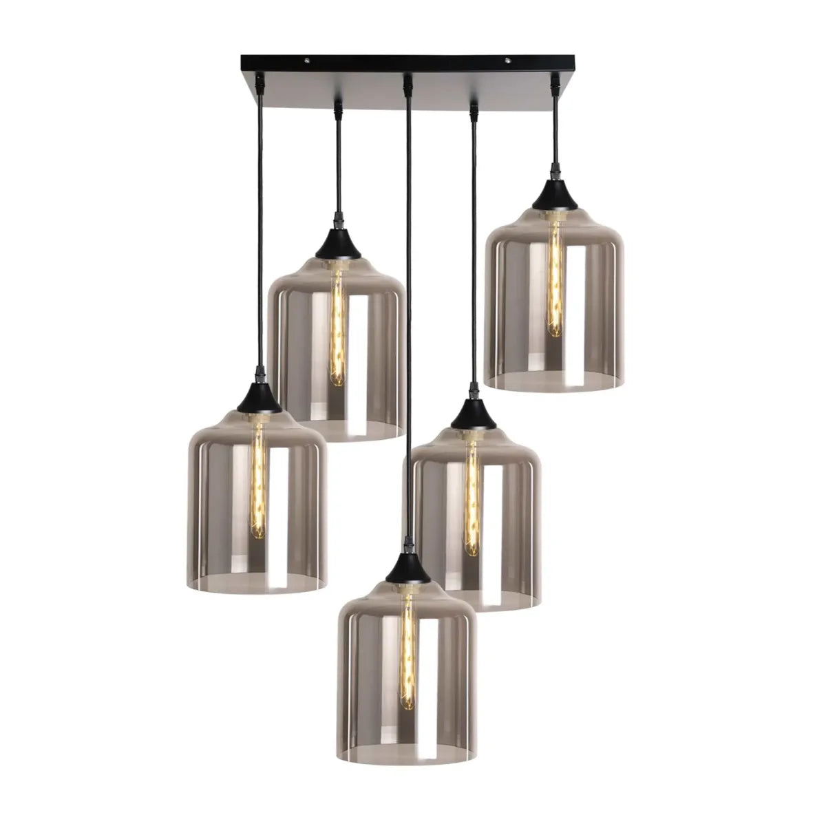 Murano 5 Light Pendant Large Cylinder Shades