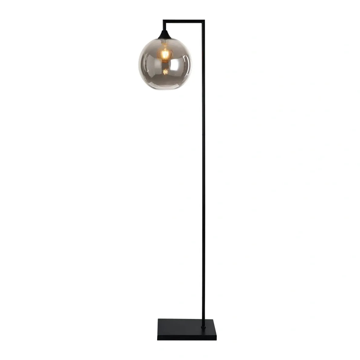 Murano Black Floor Lamp with Globe Glass Shade