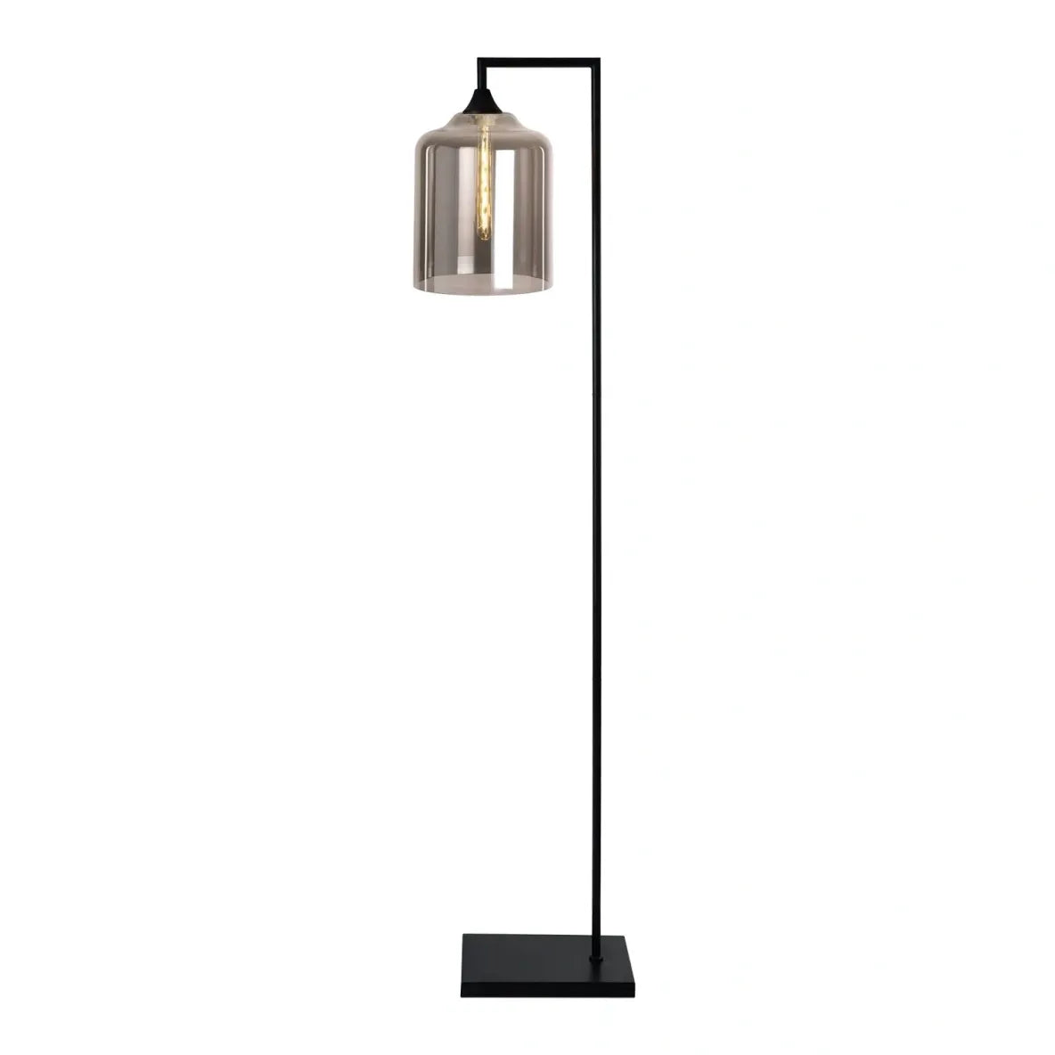 Murano Black Floor Lamp with Large Cylinder Glass Shade